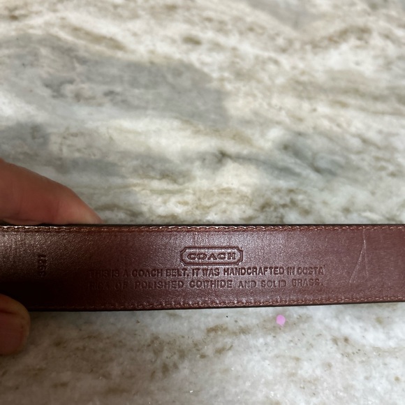 COACH MENS BROWN LEATHER DRESS BELT Size 34 SOLID BRASS BUCKLE - Picture 9 of 11